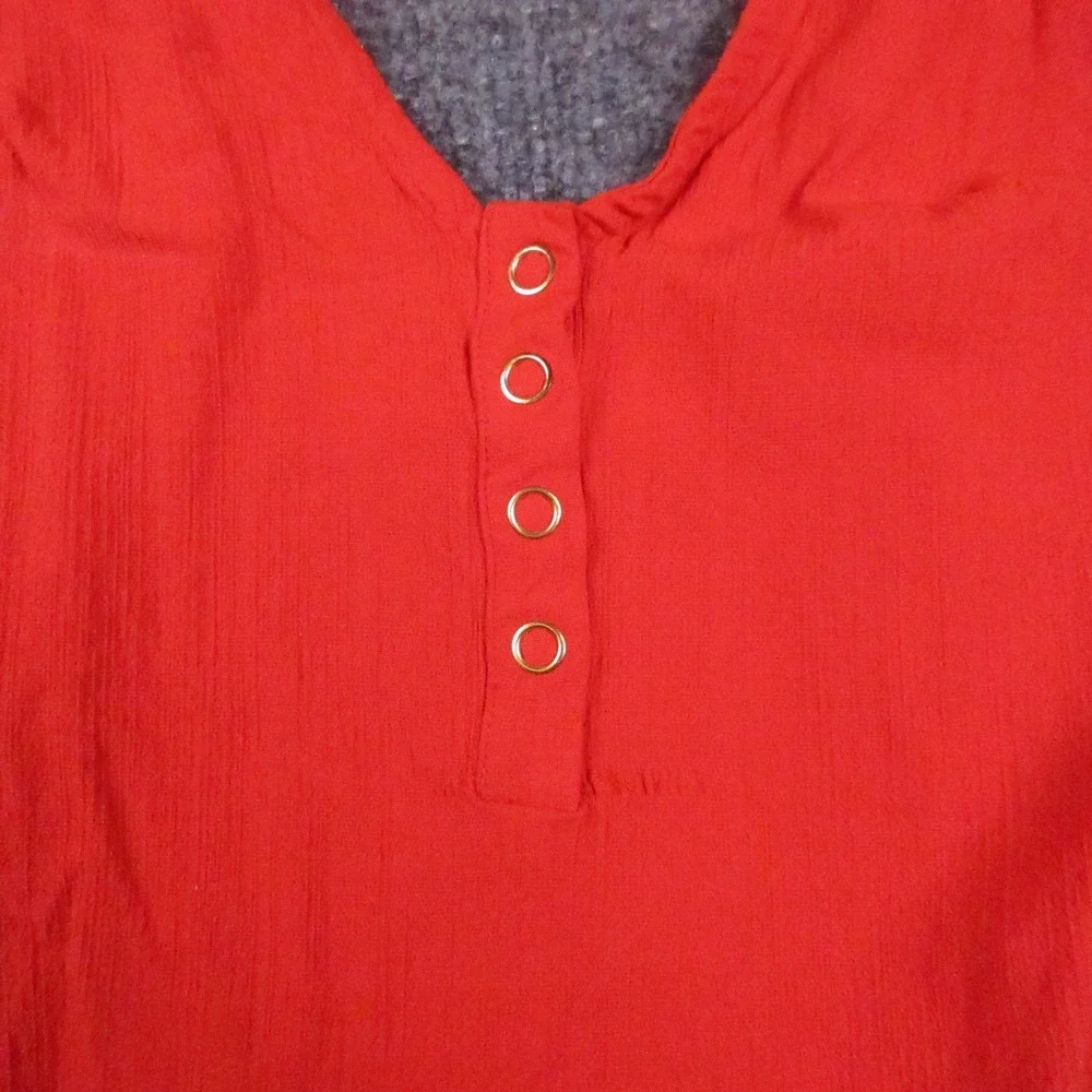 Free People Bodysuit Womens Small/Petite Red Scoop Neck Snap Closure Stretch